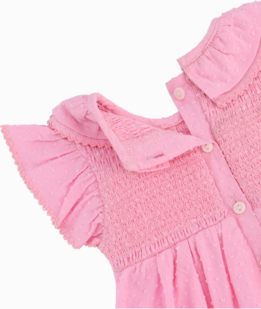 Vestido Recién Nacida Con Vuelos Rosado 0 meses / Rosado