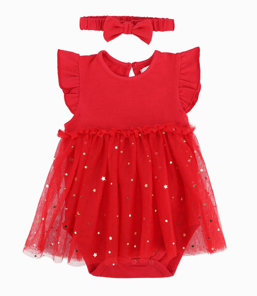 Vestido Recién Nacida Con Tull Rojo 0 meses / Rojo