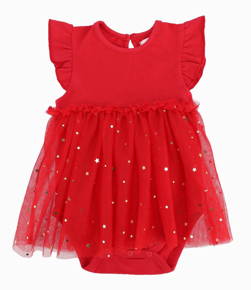 Vestido Recién Nacida Con Tull Rojo 0 meses / Rojo