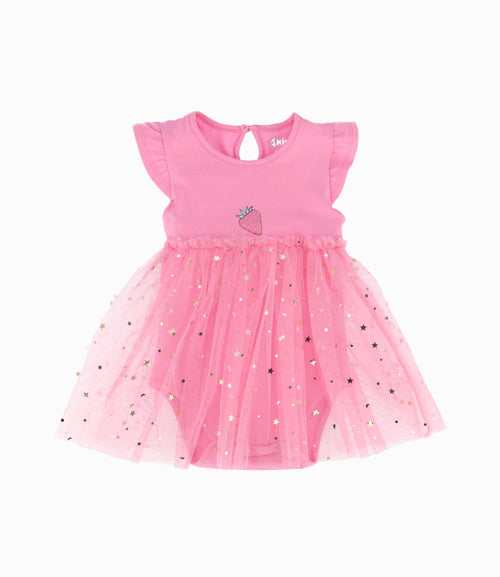 Vestido Recién Nacida Con Tull 9 meses / Palo Rosa