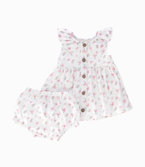 Vestido recién nacida con flores 0 meses / Blanco