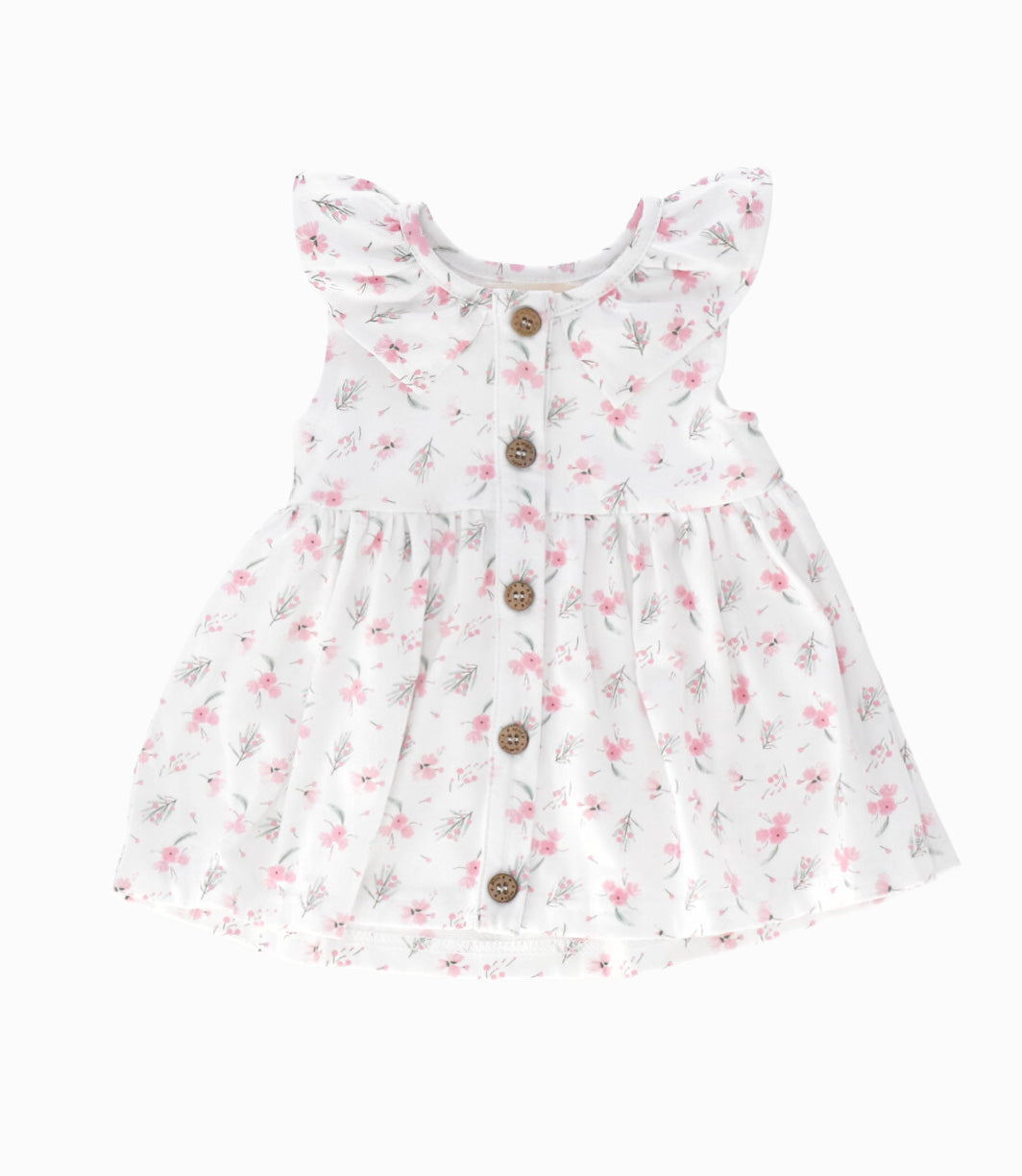 Vestido recién nacida con flores 0 meses / Blanco