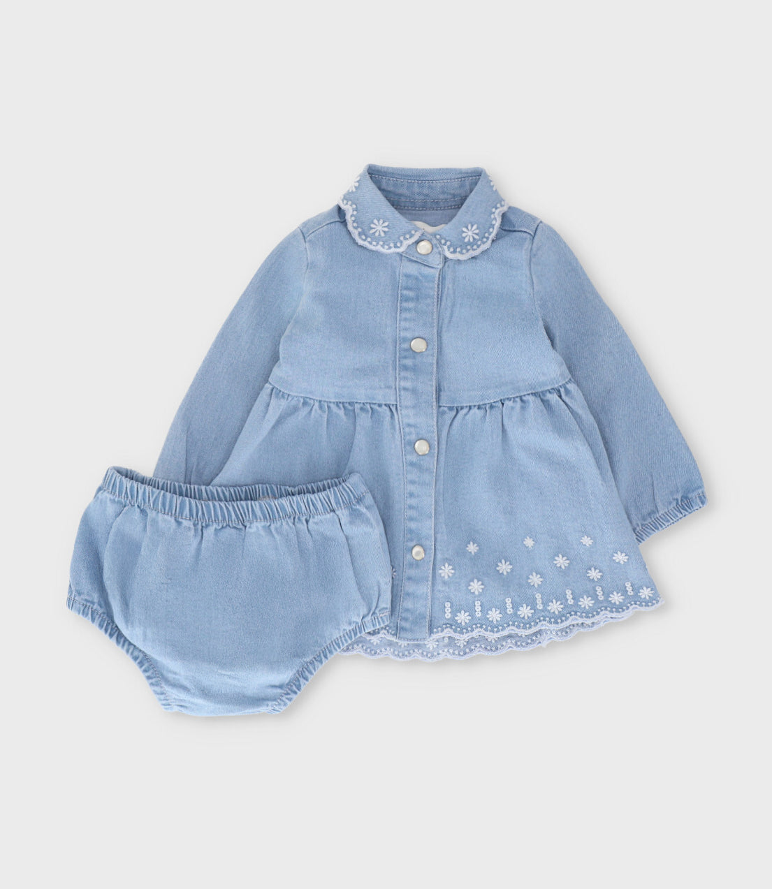 Vestido recién nacida denim 0 meses / Celeste