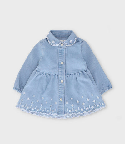 Vestido recién nacida denim 0 meses / Celeste