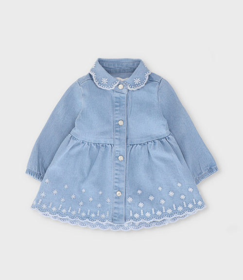 Vestido recién nacida denim 0 meses / Celeste