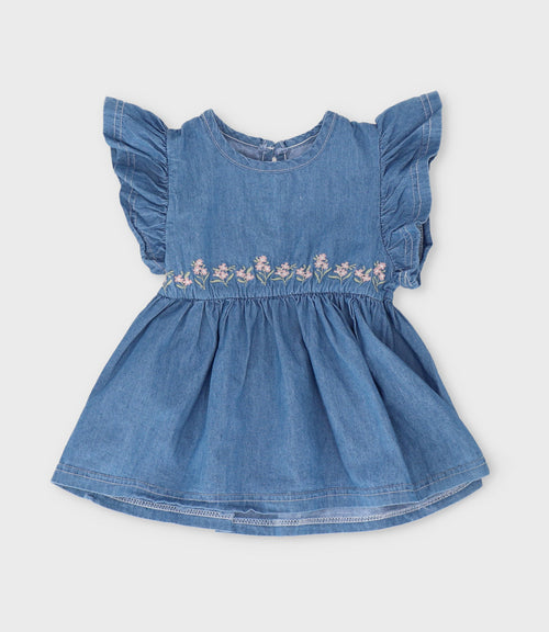 Vestido recién nacida denim 0 meses / Celeste
