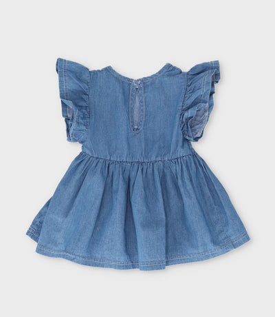 Vestido recién nacida denim 0 meses / Celeste