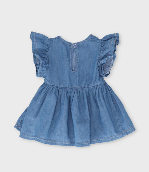 Vestido recién nacida denim 0 meses / Celeste