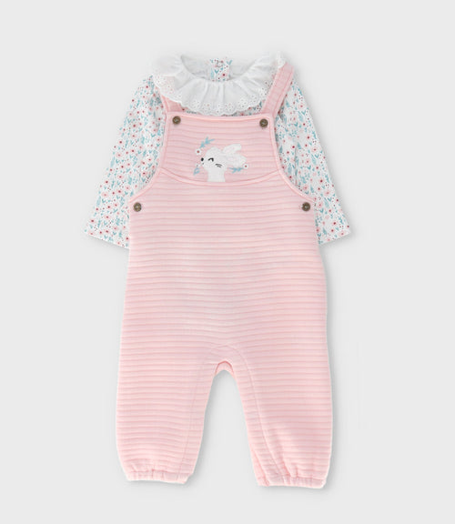 Jardinera recién nacida con conejo 0 meses / Rosado