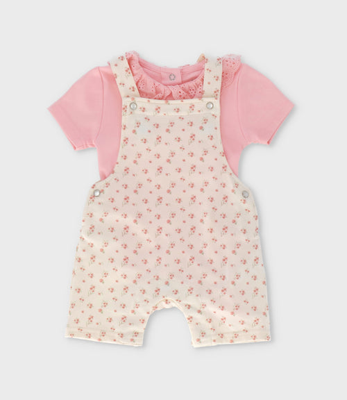 Jardinera recién nacida con flores 0 meses / Rosado