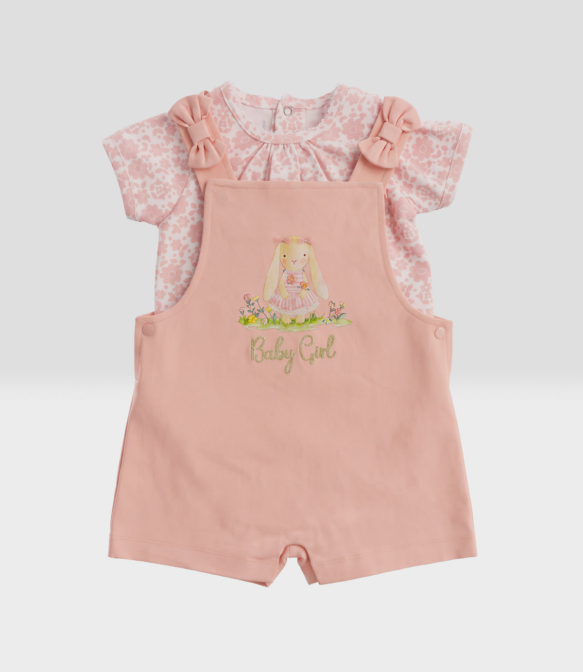 Jardinera recién nacida con body 0 meses / Rosado