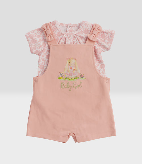 Jardinera recién nacida con body 0 meses / Rosado