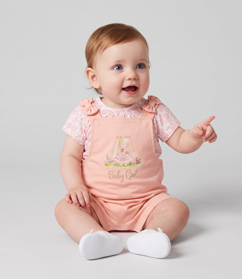 Jardinera recién nacida con body 0 meses / Rosado