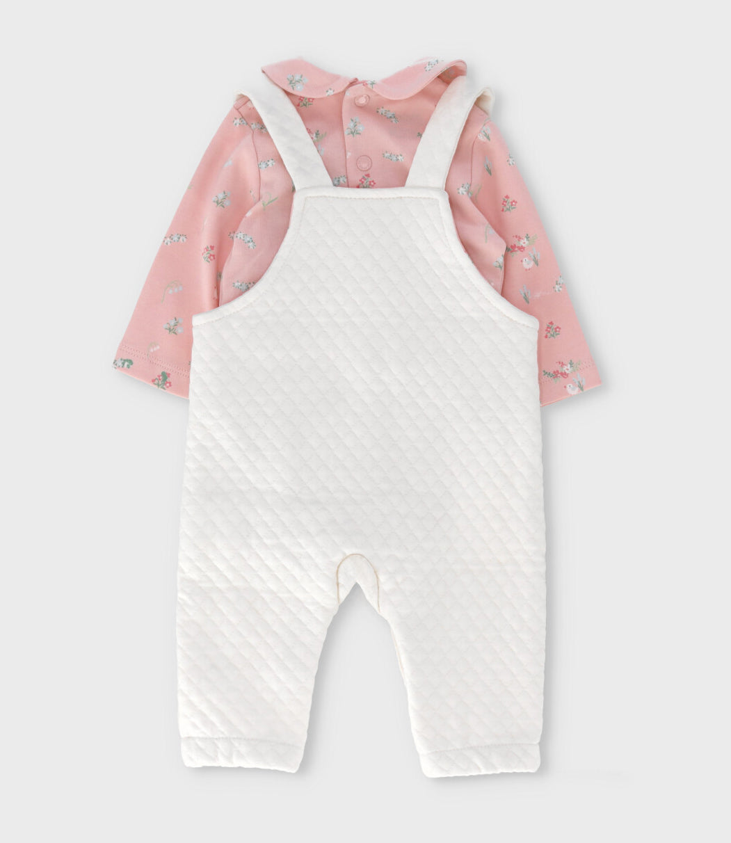Jardinera recién nacida con body 0 meses / Rosado