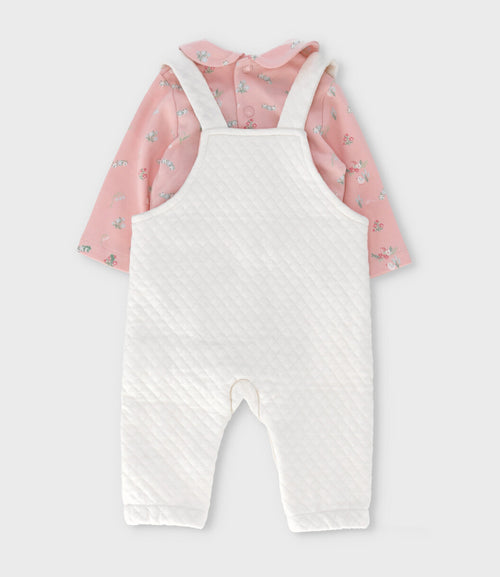 Jardinera recién nacida con body 0 meses / Rosado