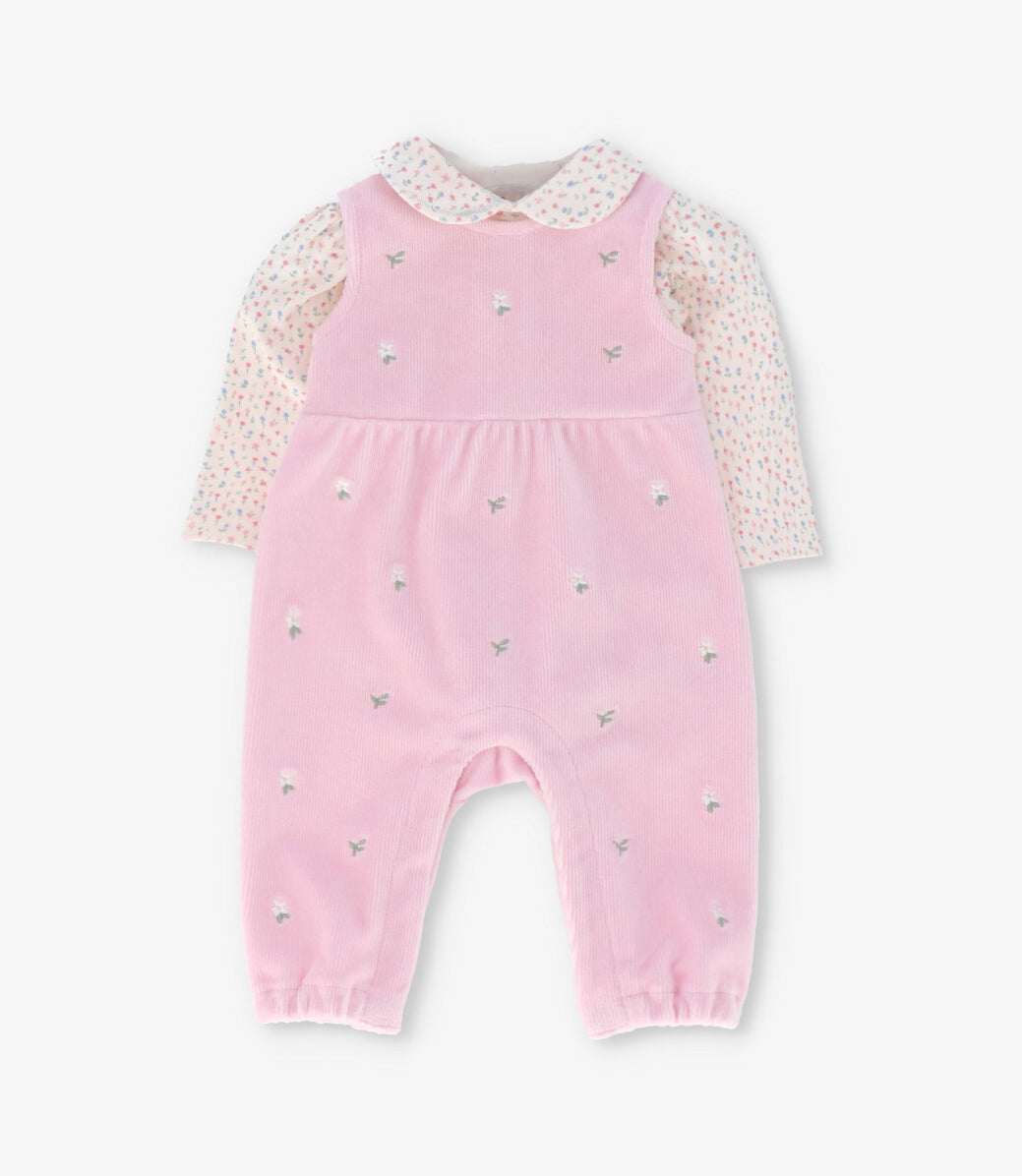 Jardinera recién nacida con body 0 meses / Rosado