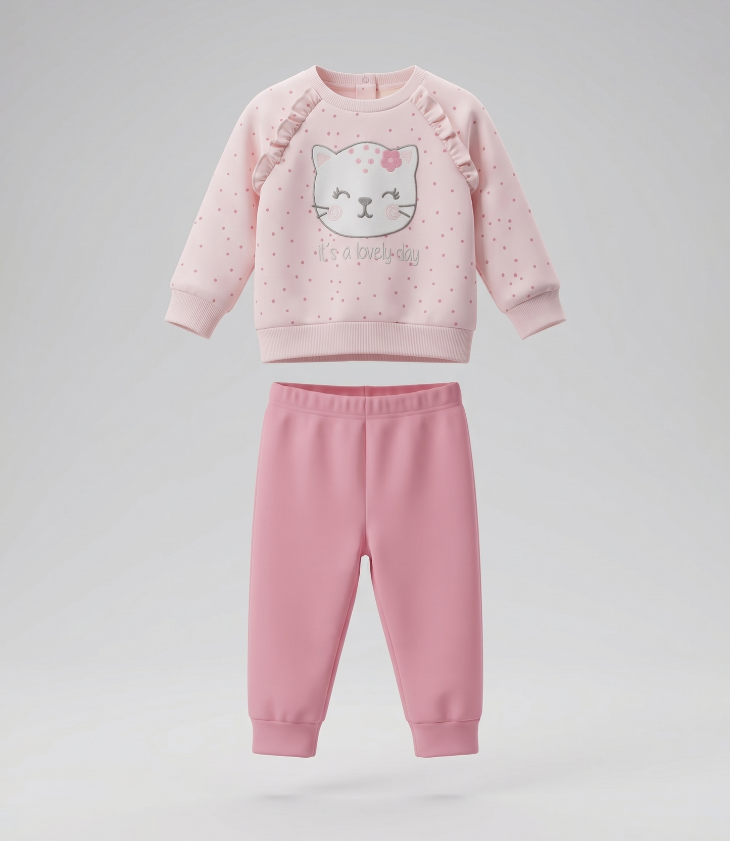 Buzo recién nacida con gato 0 meses / Rosado