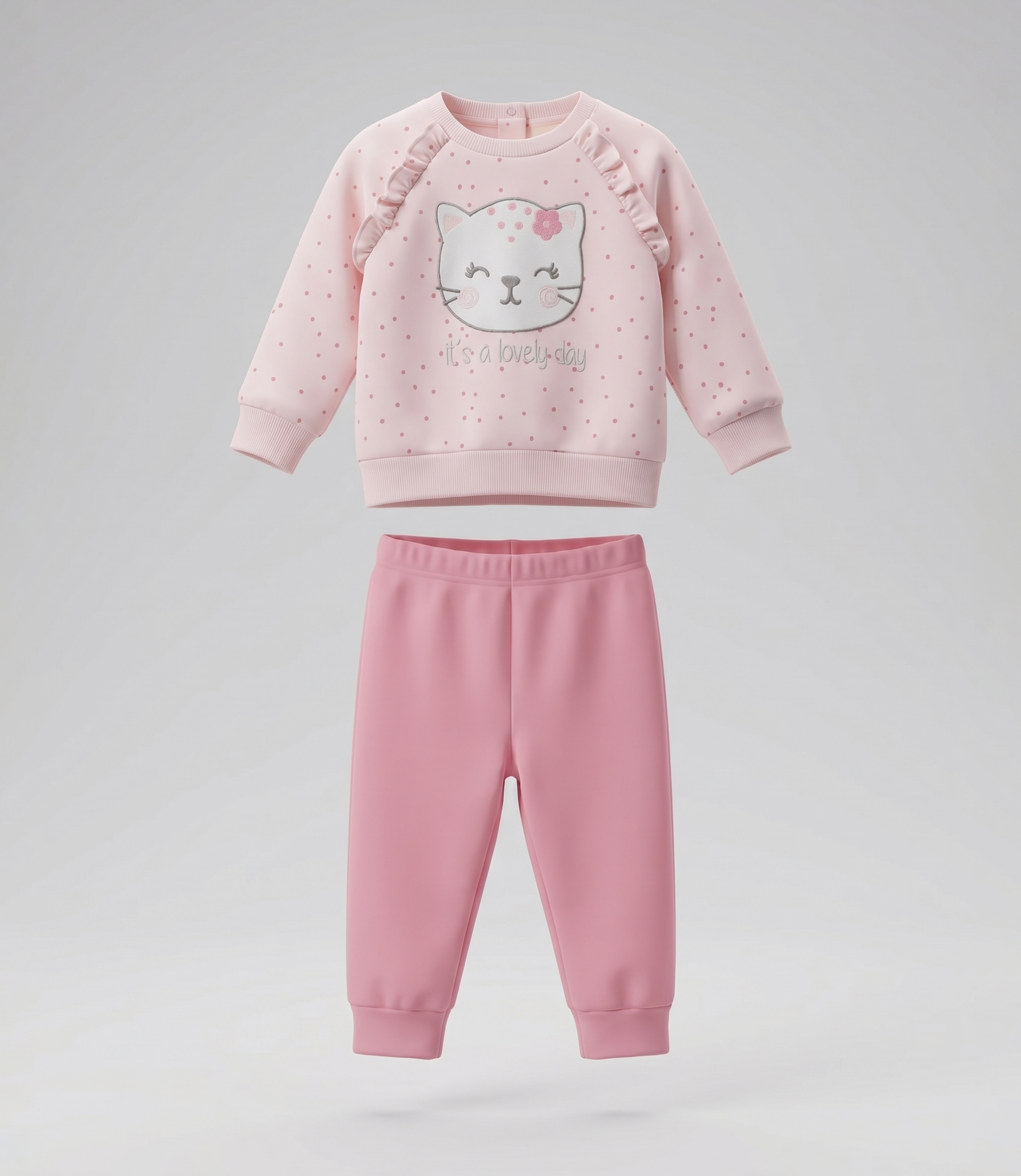 Buzo recién nacida con gato 0 meses / Rosado