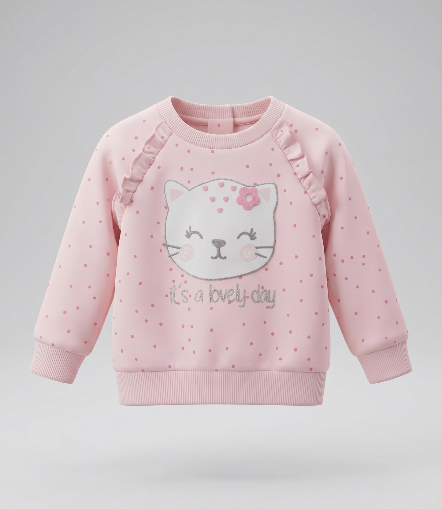 Buzo recién nacida con gato 0 meses / Rosado