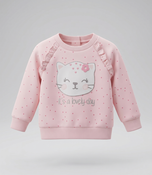 Buzo recién nacida con gato 0 meses / Rosado