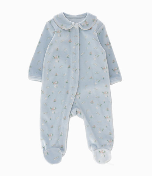 Enterito recién nacida con flores 0 meses / Celeste