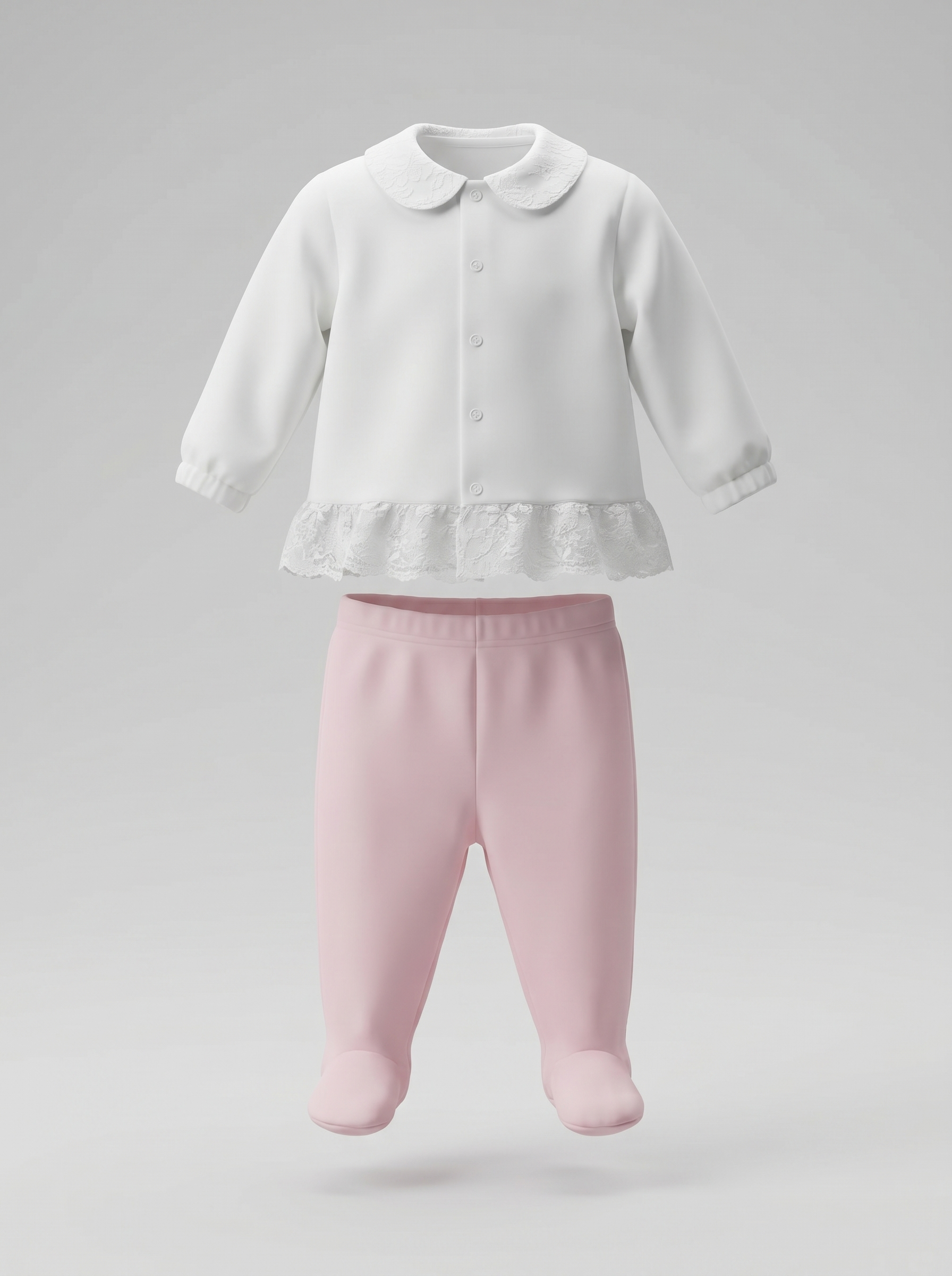 Conjunto recién nacida con gato y conejos 0 meses / Rosado