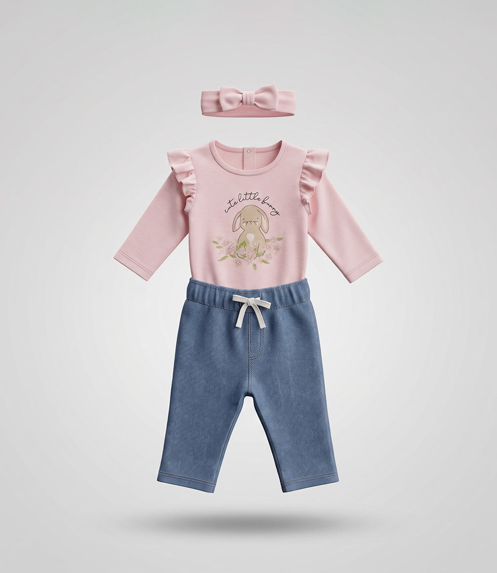 Conjunto recién nacida con cintillo 0 meses / Rosado