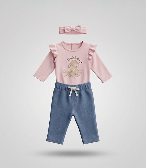 Conjunto recién nacida con cintillo 0 meses / Rosado