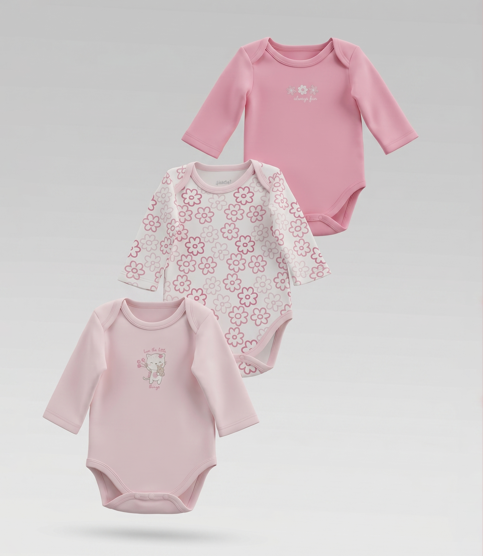 Pack body recién nacida 3 unidades 0 meses / Rosado