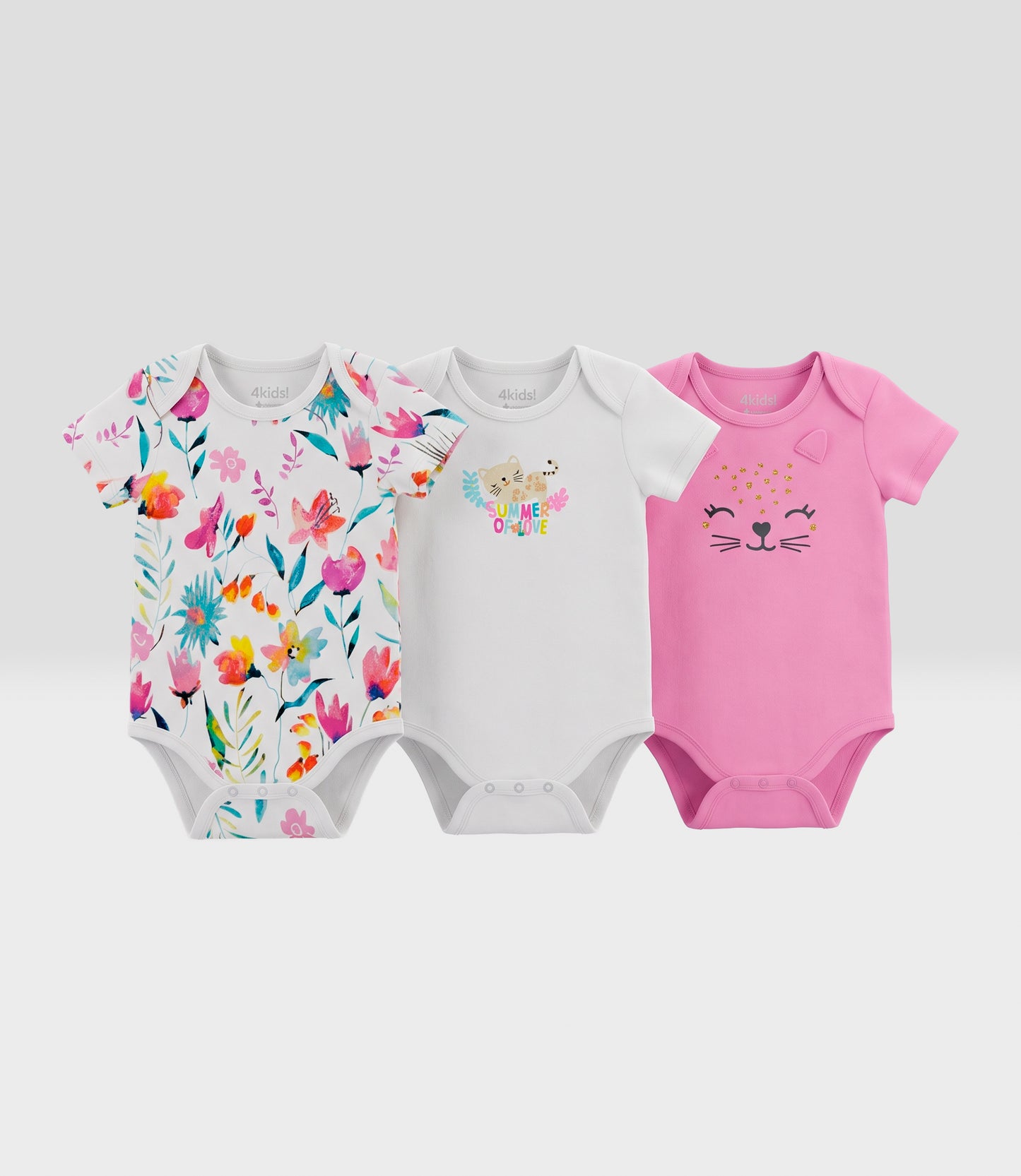 Pack body recién nacida 3 unidades 0 meses / Rosado