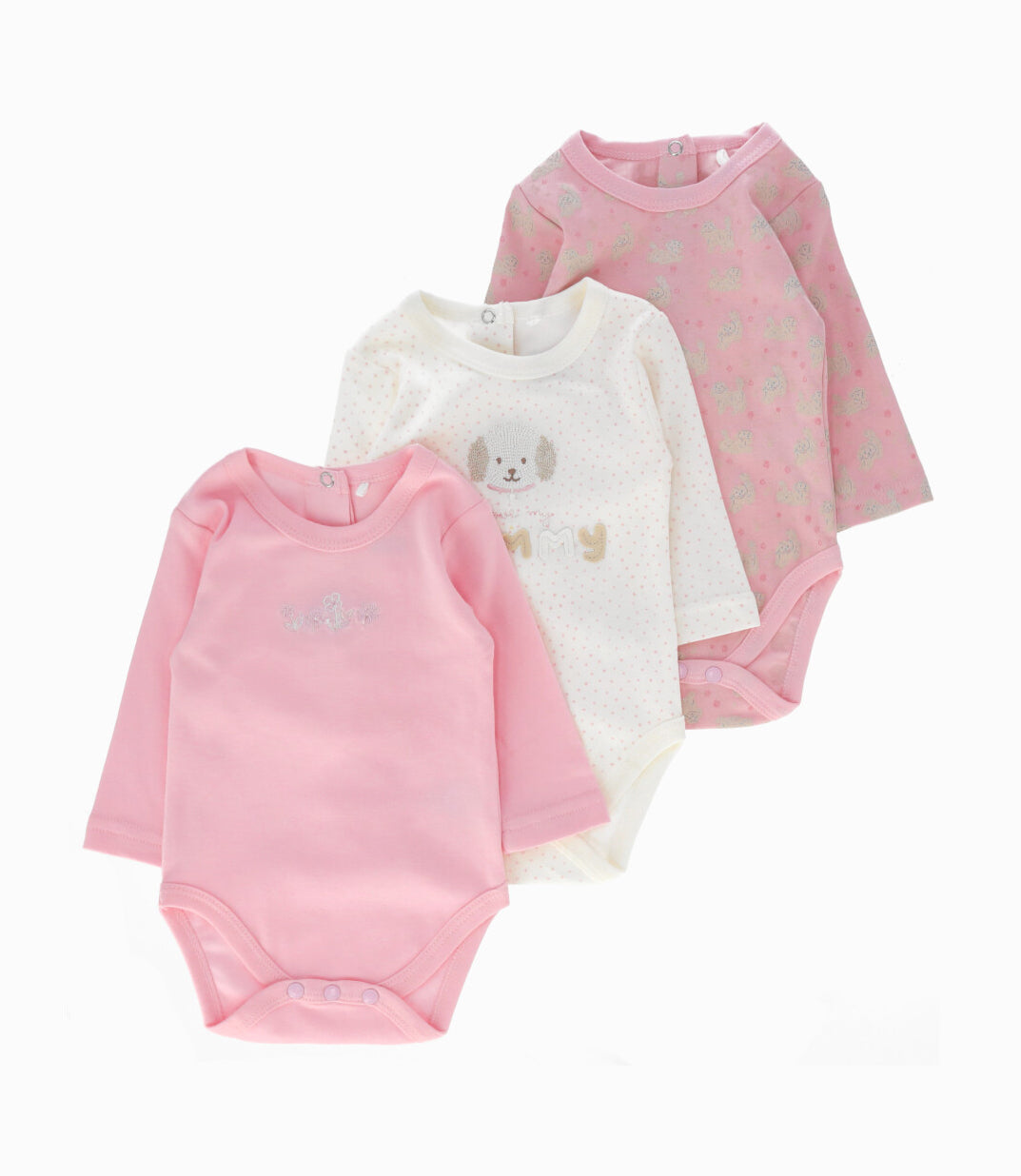 Pack body recién nacida 3 unidades 0 meses / Rosado