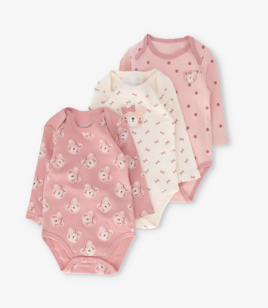 Pack body recién nacida 3 unidades 0 meses / Rosado