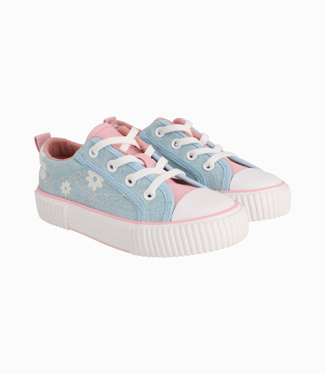Zapatilla Niña Con Flores Celeste 27 / Celeste