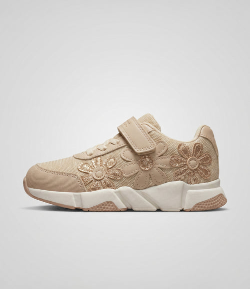 Zapatilla niña con flores 27 / Beige