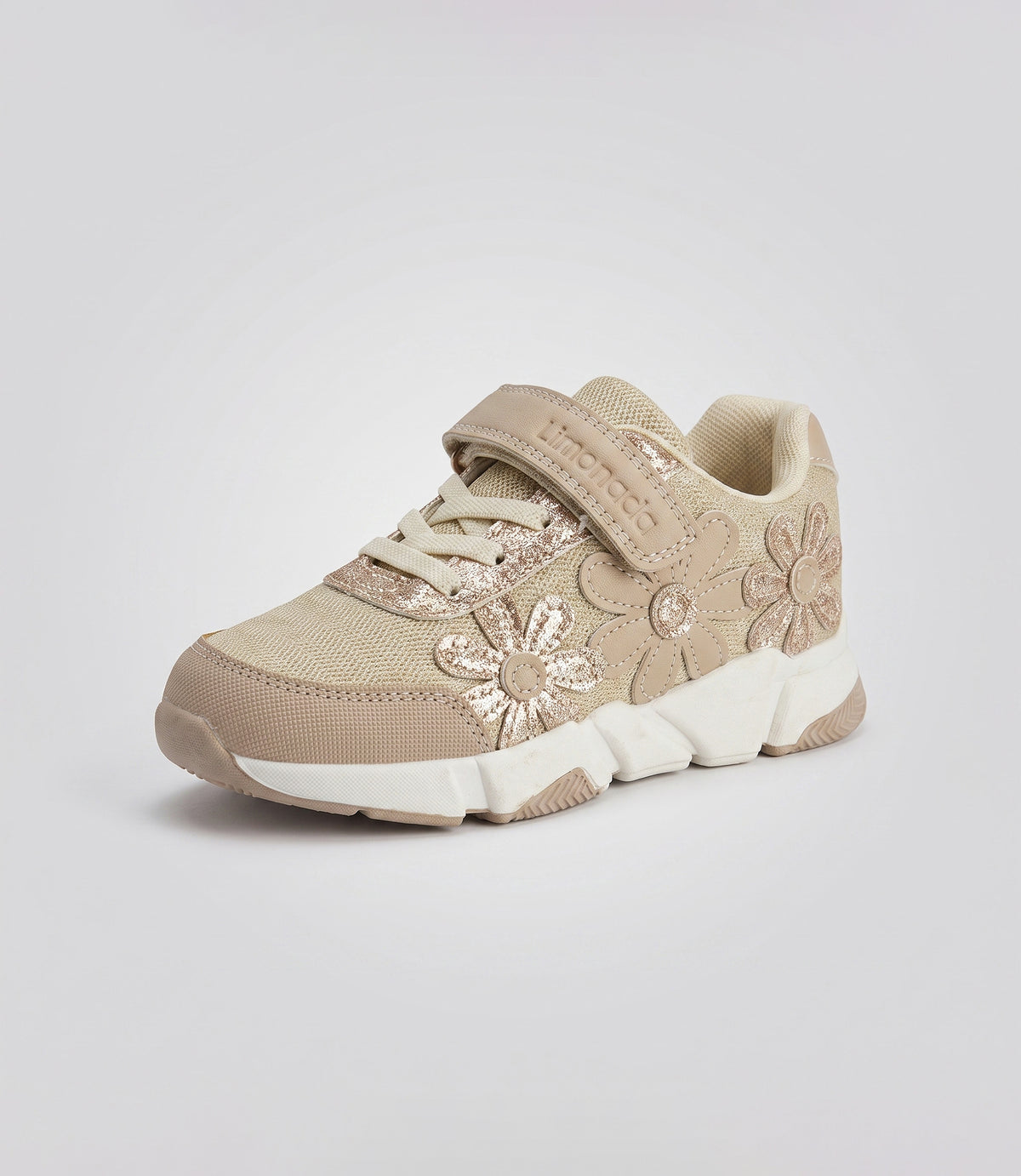 Zapatilla niña con flores 27 / Beige
