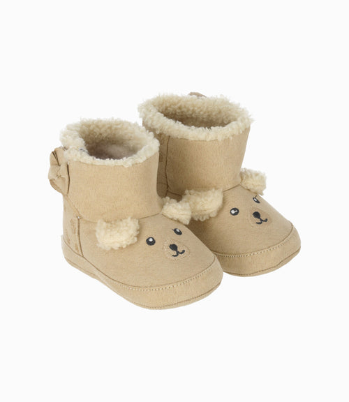 Bota recién nacida con lazo 15 / Beige