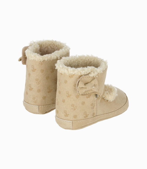 Bota recién nacida con lazo 15 / Beige
