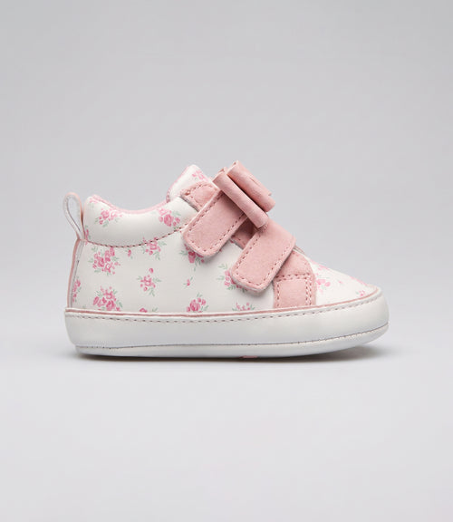 Zapatilla recién nacida floreada 15 / Rosado