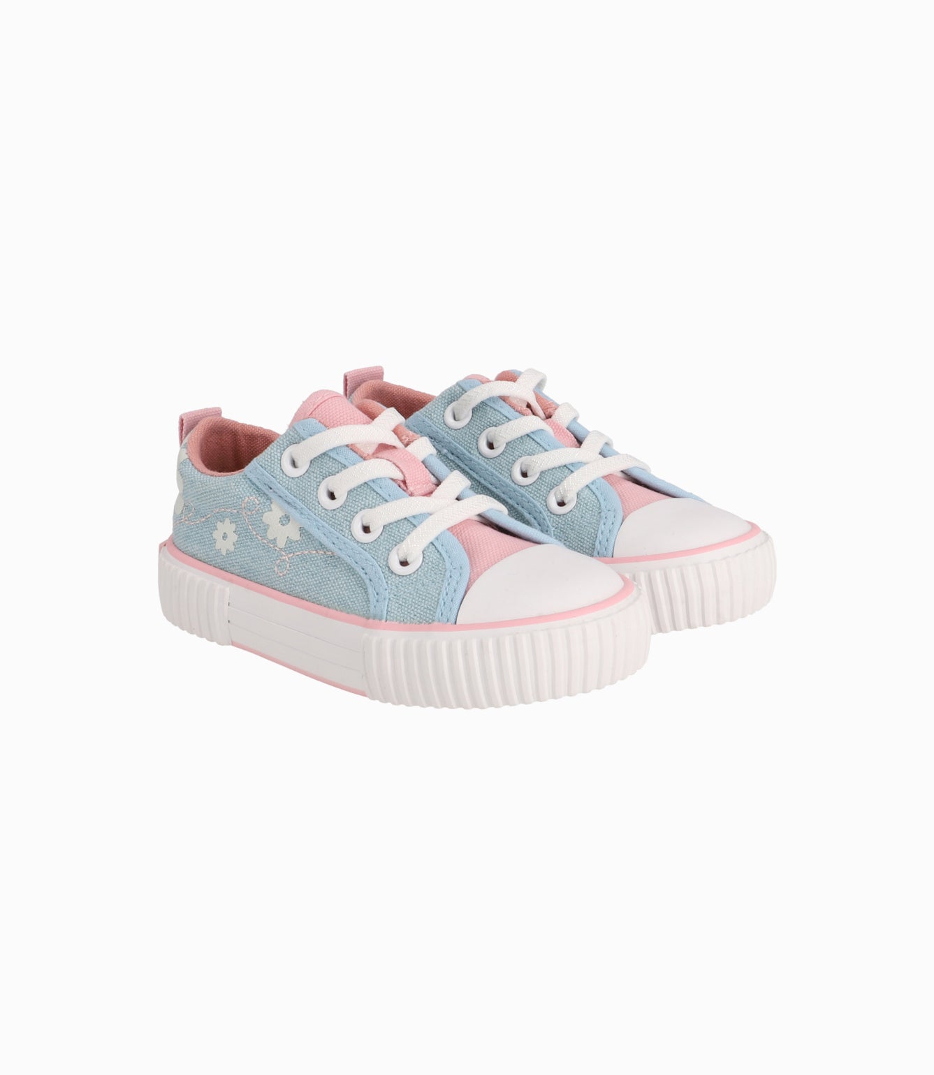 Zapatilla Bebé Niña Con Flores Celeste 19 / Celeste