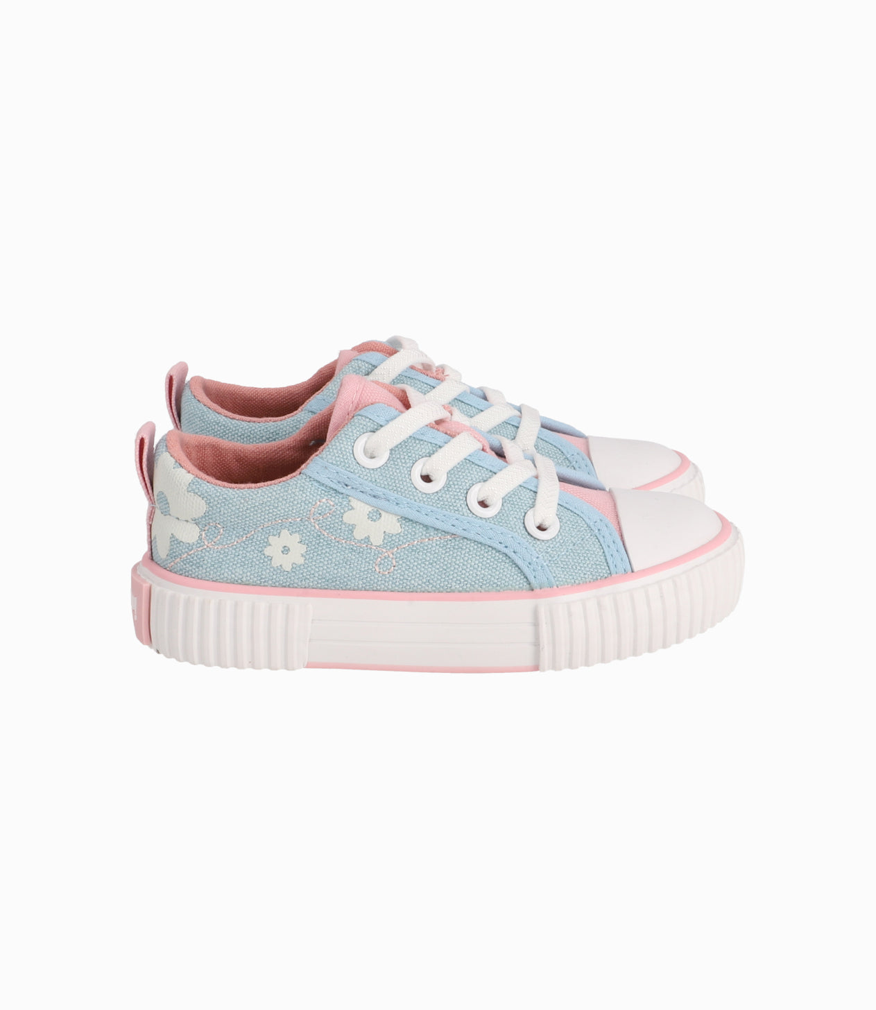 Zapatilla Bebé Niña Con Flores Celeste 19 / Celeste