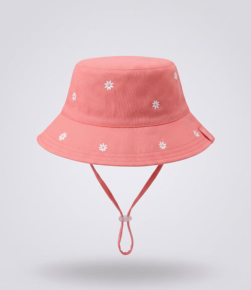 Gorro niña bucket con flores 1-4 años / Rosado