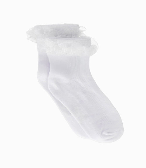Calcetín niña con vuelos 0-1 años / Blanco