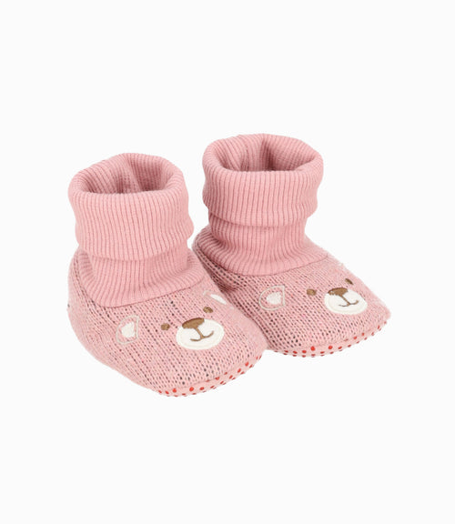 Pantuflas recién nacida con osito Talla única / Rosado