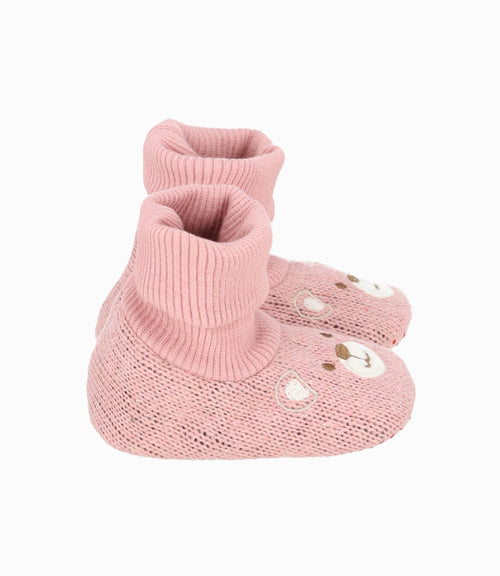 Pantuflas recién nacida con osito Talla única / Rosado