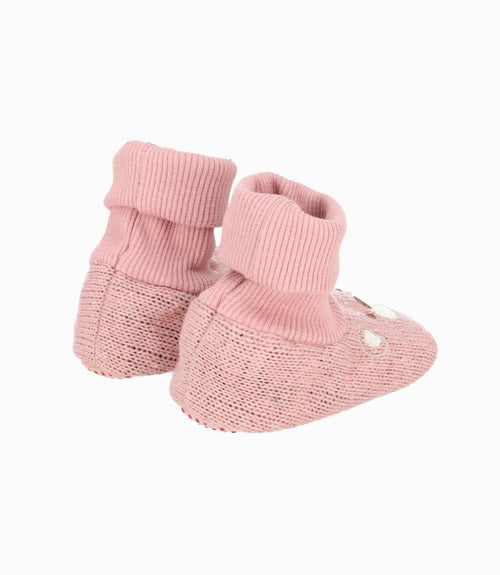 Pantuflas recién nacida con osito Talla única / Rosado