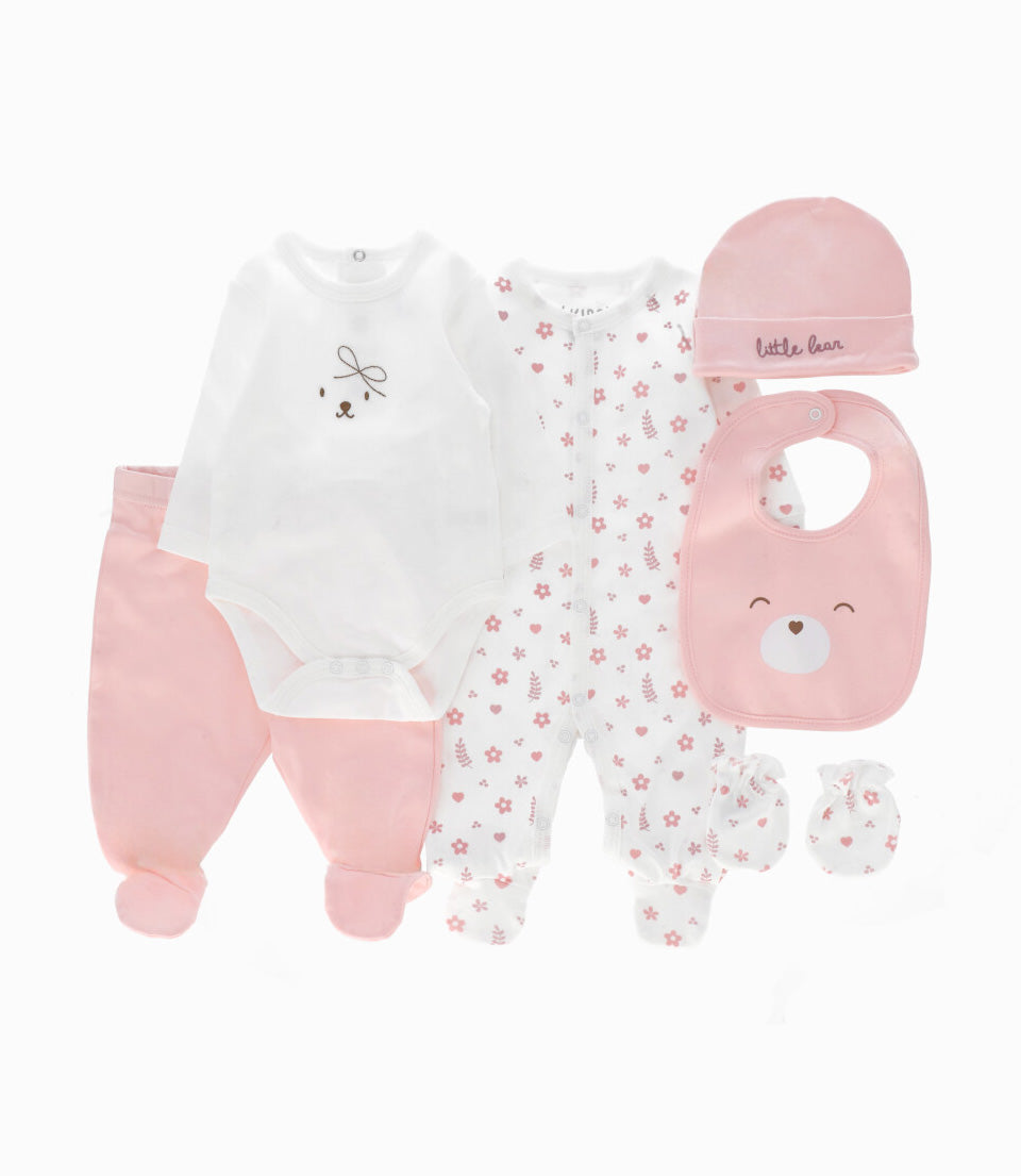 Ajuar recién nacida 6 piezas 0 meses / Rosado