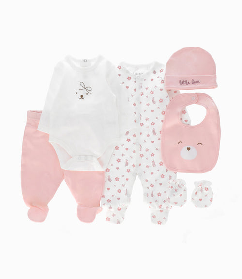 Ajuar recién nacida 6 piezas 0 meses / Rosado