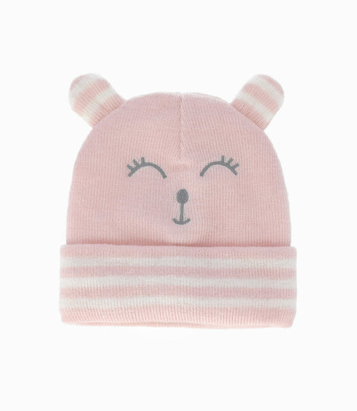 Gorro recién nacida con carita Talla única / Rosado