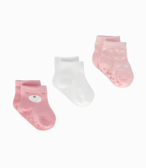 Pack calcetín recién nacida 3 pares 0-6 meses / Rosado