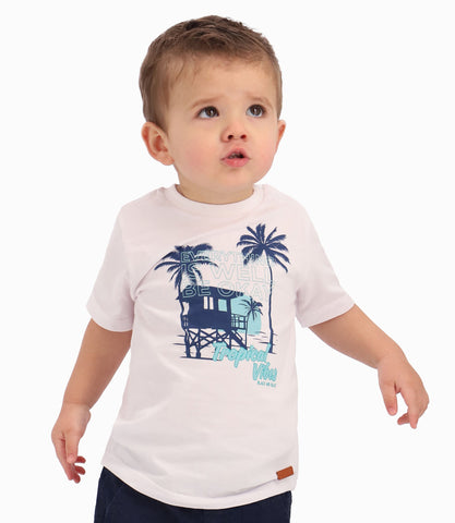 Polera Con Diseño Veraniego Bebé Niño Blanco